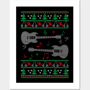 Guitar Music Ugly Christmas Sweater Gifts Posters and Art